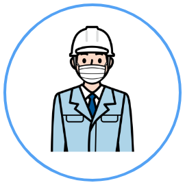 マスクを着けた男性の調査員のイラスト